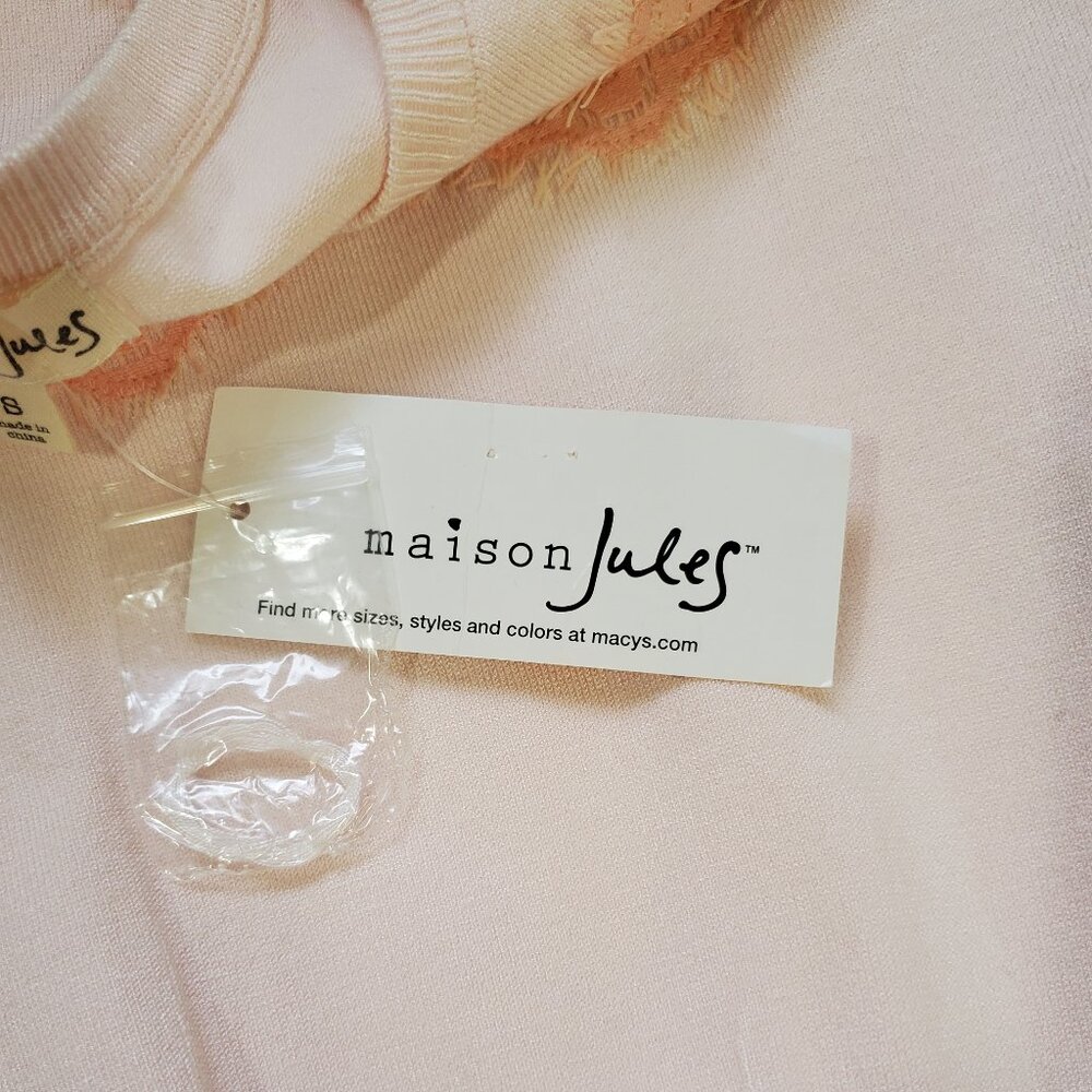 Maison Jules Mixed Media Lace Twofer Dress Pearl Combo S - Picture 8 of 9